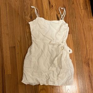 flouncy white mini dress